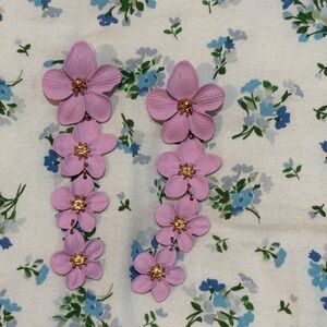 Floral Pink Dangle Earrings